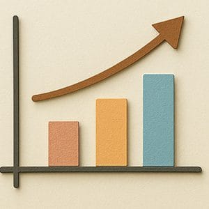 あたたかみのある上昇グラフイラスト（JPG形式）