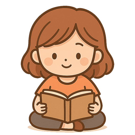 本を読む女の子のイラスト素材（座りポーズ）