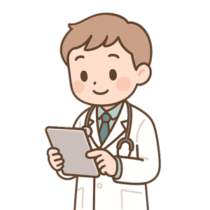 カルテを持つ男性医師のイラスト素材（背景透過）