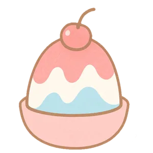 さくらんぼのせ、カラフルかき氷アイコン素材