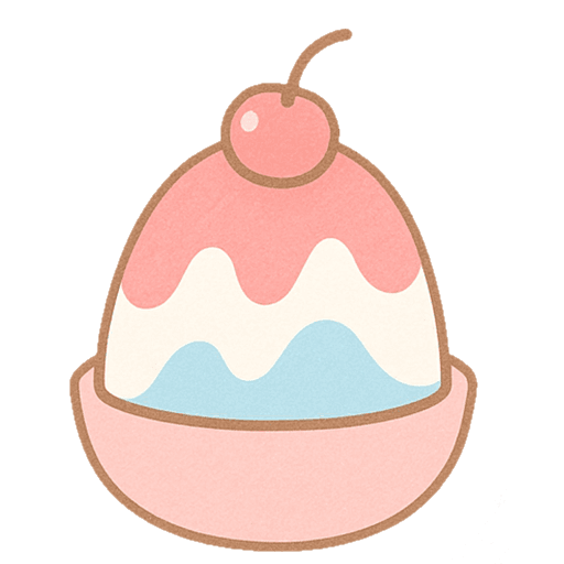 さくらんぼのせ、カラフルかき氷アイコン素材