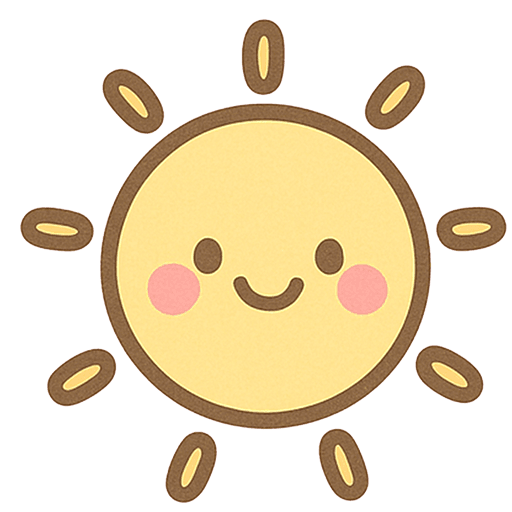 太陽の無料イラスト素材｜にっこり可愛い手描き風の背景透過PNG