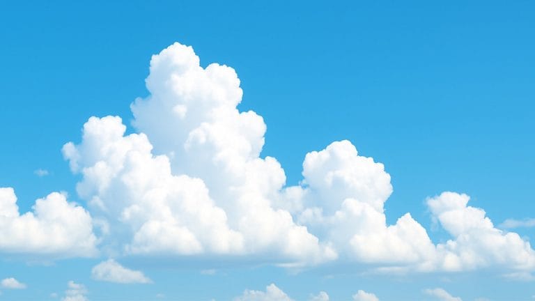 青空と入道雲の夏空イラスト素材（爽やか背景）