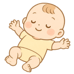すやすや眠る赤ちゃんのかわいいイラスト素材（仰向けポーズ）