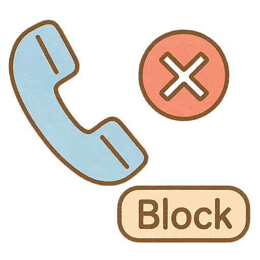 通話禁止マーク・着信拒否アイコンの警告イラスト（背景透過PNG）