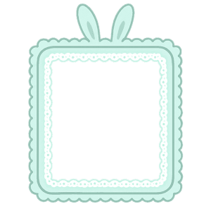 うさ耳つきグリーンフレーム素材（ゆるかわ・透過PNG）