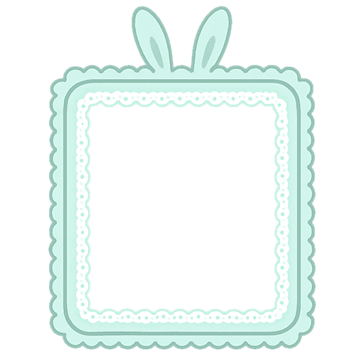 うさ耳つきグリーンフレーム素材（ゆるかわ・透過PNG）