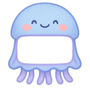 ぷかぷかクラゲの無料フレーム素材（背景透過PNG）