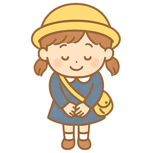 お辞儀をする園児の女の子イラスト（背景透過PNG）