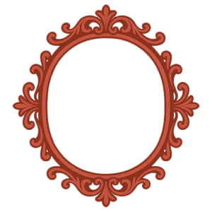 クラシックな赤い楕円の無料フレーム素材（背景透過PNG）