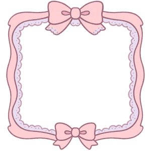 リボン付きピンクフレーム素材（背景透過PNG）