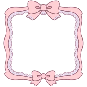リボン付きピンクフレーム素材（背景透過PNG）