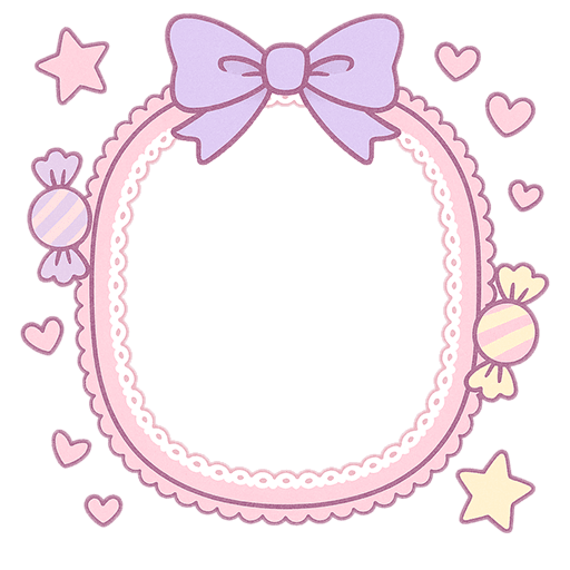 パステルリボンとキャンディのかわいいフレーム素材
