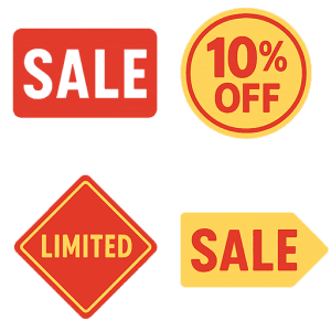 セール・割引・限定ステッカー素材セット（背景透過PNG）