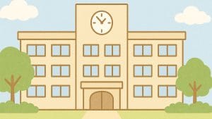 学校の外観イラスト素材（JPG形式・高解像度）