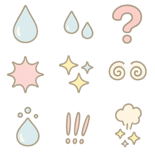 漫画の効果・記号のフリー素材セット（9種類・背景透過PNG）