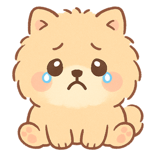 涙を流すふわふわポメラニアンのイラスト(背景透過PNG)