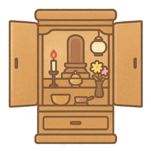 お盆・法事に使える仏壇イラスト素材（背景透過PNG）