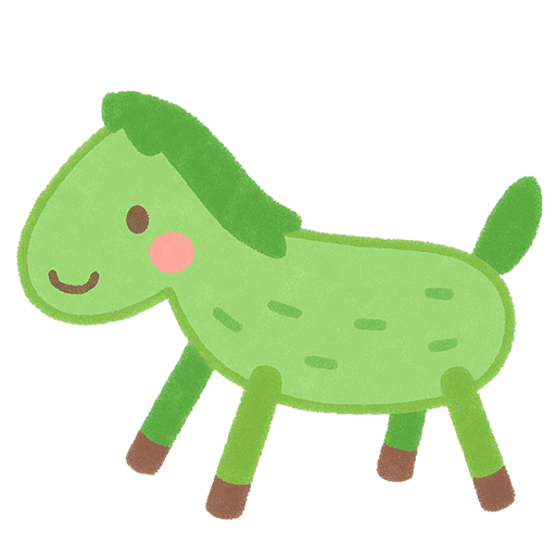 キュウリ精霊と馬のファンタジーイラスト素材(背景透過PNG)