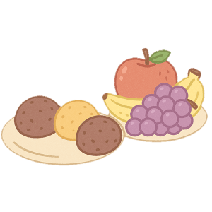 お供え物と祭壇のフリーイラスト素材（背景透過PNG）