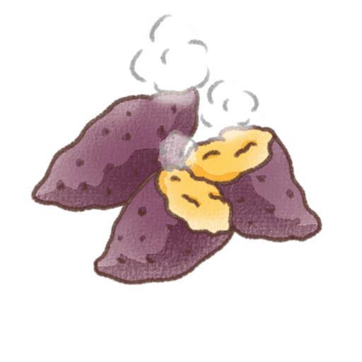 ホクホクの焼き芋イラスト素材(背景透過PNG・秋の味覚)
