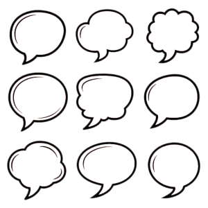 シンプルモノクロ吹き出しセット無料素材（背景透過PNG）