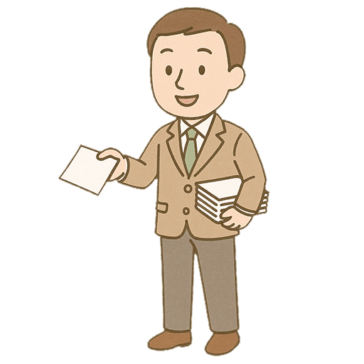 プリントを配る先生のフリーイラスト素材（背景透過PNG）