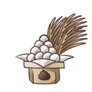 ススキとお月見団子の十五夜イラスト素材（背景透過PNG）