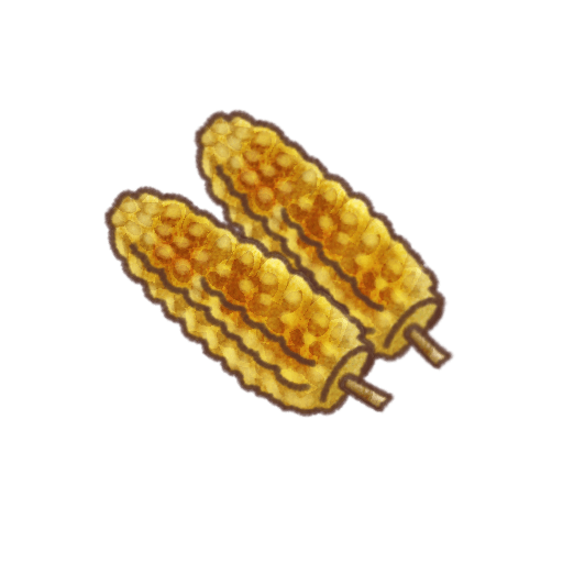 焼きとうもろこし2本の手描き風イラスト素材(背景透過PNG)