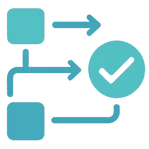 【フローチャート・最適化】チェック付き矢印フローアイコン素材