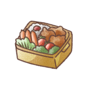 からあげ入りお弁当イラスト素材（背景透過PNG・512×512）