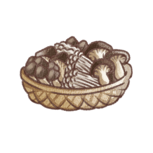 秋の味覚・きのこの盛り合わせイラスト素材（背景透過PNG）