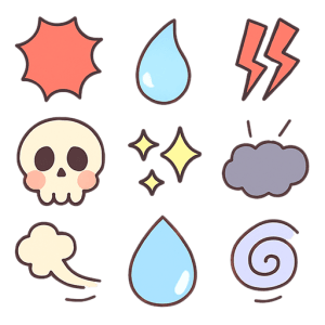 ネガティブ感情の吹き出しセット（背景透過PNG・漫画風デザイン）