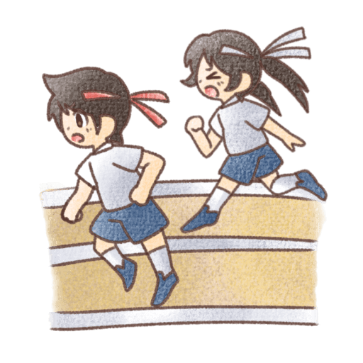 運動会で全力疾走する子どもたちのイラスト素材（背景透過PNG）