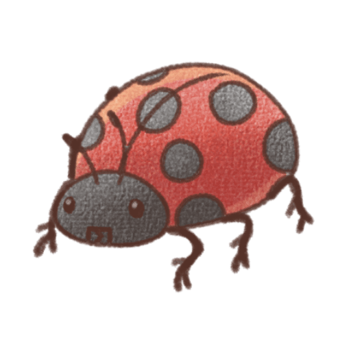 てんとう虫のシンプルかわいいイラスト素材(背景透過PNG)