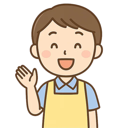笑顔で手を振る男性保育士のイラスト素材