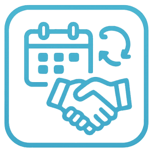 カレンダーと握手のレビュー・契約アイコン素材（背景透過PNG）