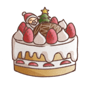 クリスマスケーキの無料イラスト素材｜かわいい手書き風・背景透過PNG