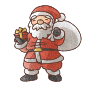 サンタクロースの無料イラスト素材｜クリスマスのかわいい手書き風背景透過PNG