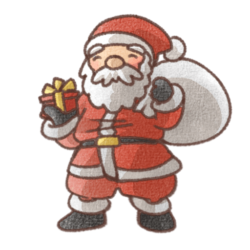 サンタクロースの無料イラスト素材|クリスマスのかわいい手書き風背景透過PNG