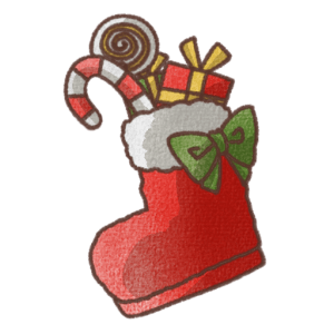 サンタブーツの無料イラスト素材｜かわいいクリスマスの背景透過PNG