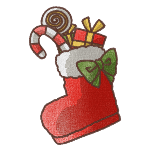 サンタブーツの無料イラスト素材|かわいいクリスマスの背景透過PNG