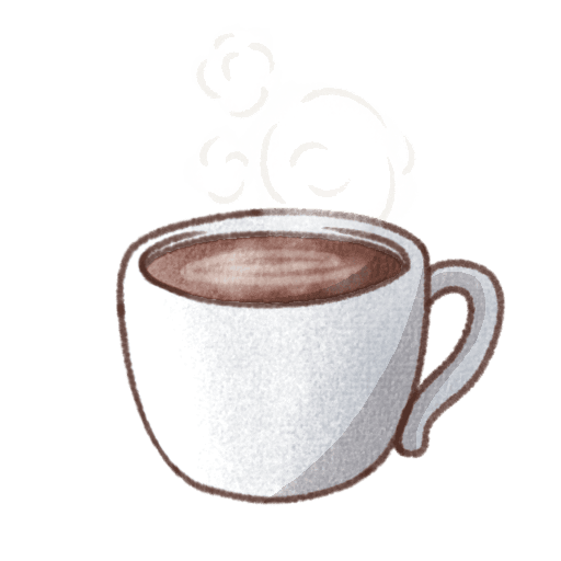コーヒーの無料イラスト素材|あたたかい手描き風カップの背景透過PNG