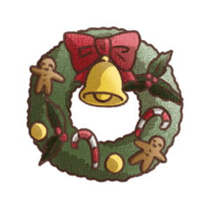 クリスマスリースの無料イラスト素材｜かわいい手書き風の背景透過PNG