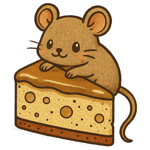 チーズとネズミの無料イラスト(レトロ・手書き風)